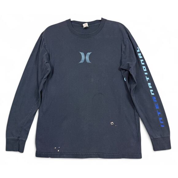 Vintage Y2K Hurley Long Sleeve Surf T Shirt Mens M Blue Thrashed Grunge - Picture 1 of 14
